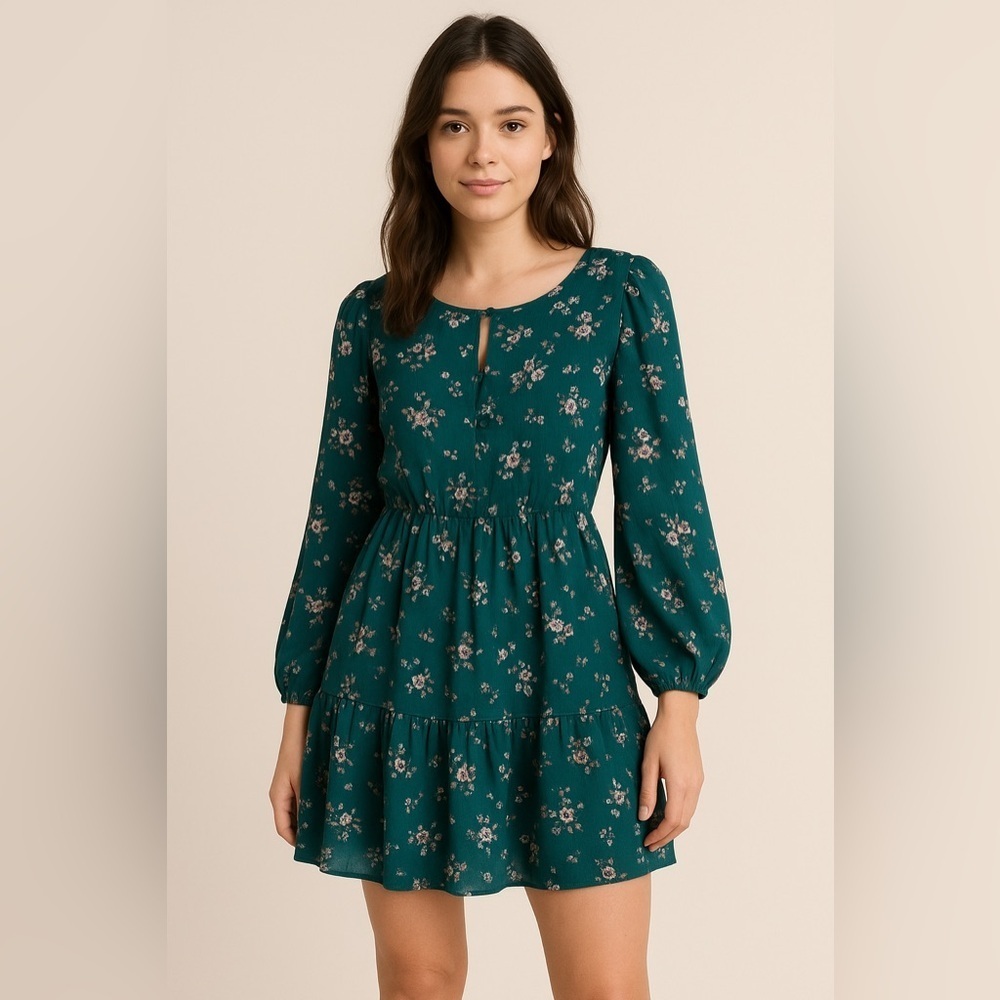 Mudd Green and Maroon Floral Dress Size Small